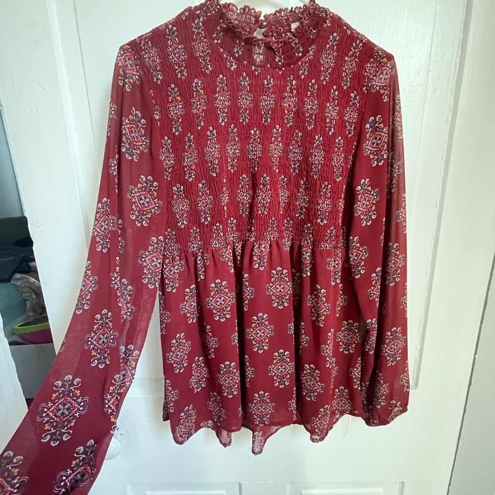 Burgundy tunic top